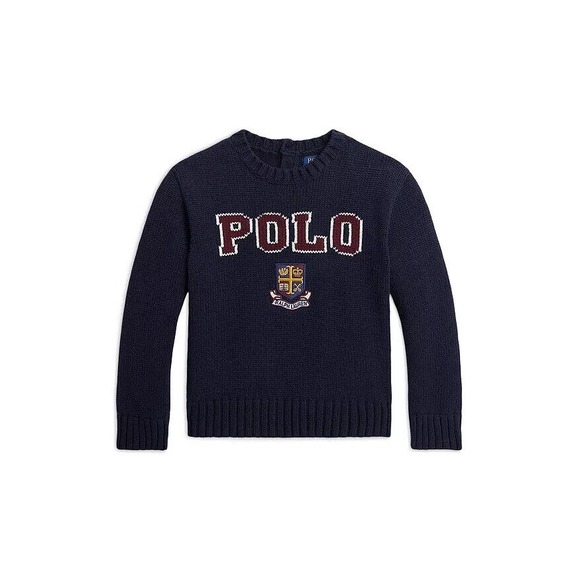 Polo Ralph Lauren Other - Polo Ralph Lauren Girls‎ Logo Crest Cotton Sweater Navy Size 6 NEW